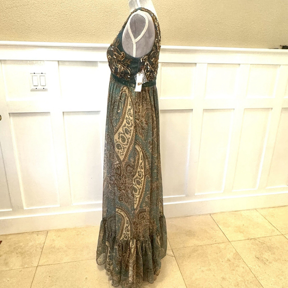 NWT Anthropologie Ranna Gill Beaded Maxi Dress Size:6 Sequin Paisley Fairy Boho - Picture 4 of 16